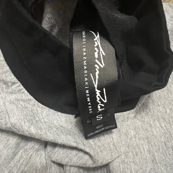 Karolina Zmarlak Organic Cotton Short Sleeve Mockneck Top Gray Black Size Small - Picture 4 of 5